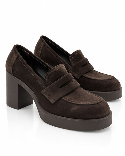Heeled Loafer Suede BROWN