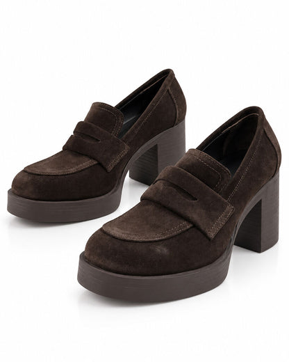 Heeled Loafer Suede BROWN