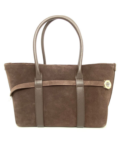 Taupe Suede Tote Bag with Dual Handles
