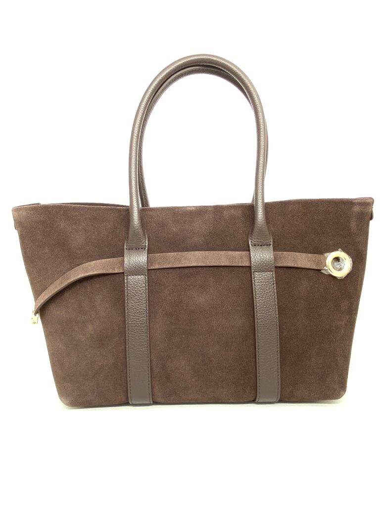 Taupe Suede Tote Bag with Dual Handles