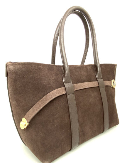 Taupe Suede Tote Bag with Dual Handles