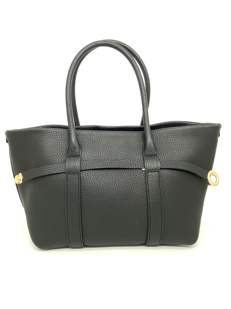 Black Suede Tote Bag with Leather Straps