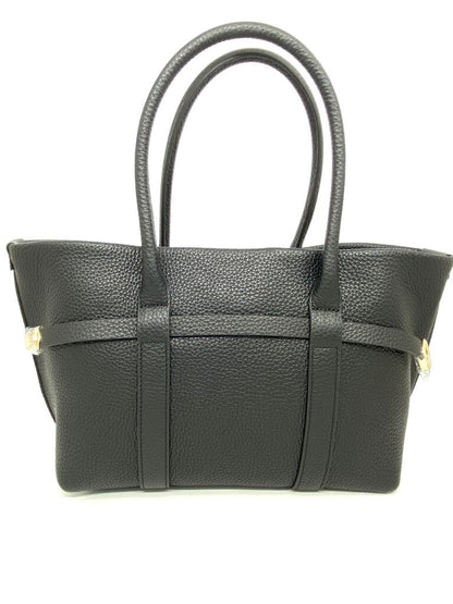 Black Suede Tote Bag with Leather Straps