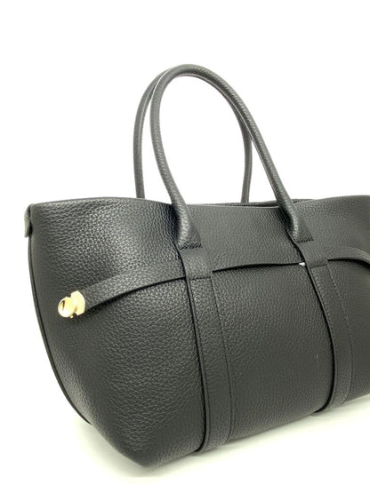 Black Suede Tote Bag with Leather Straps