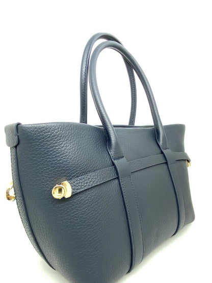 Navy Textured Tote Bag with Dual Handles