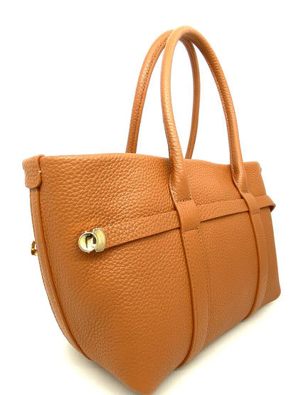 Camel Suede Tote with Leather Accents
