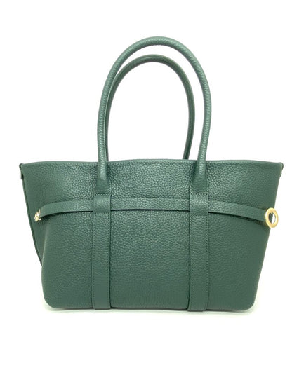 Olive Suede Tote with Leather Trim