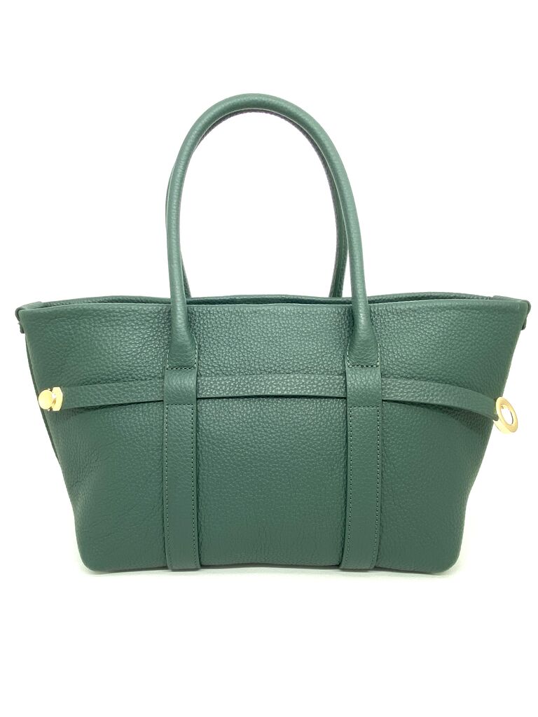 Olive Suede Tote with Leather Trim