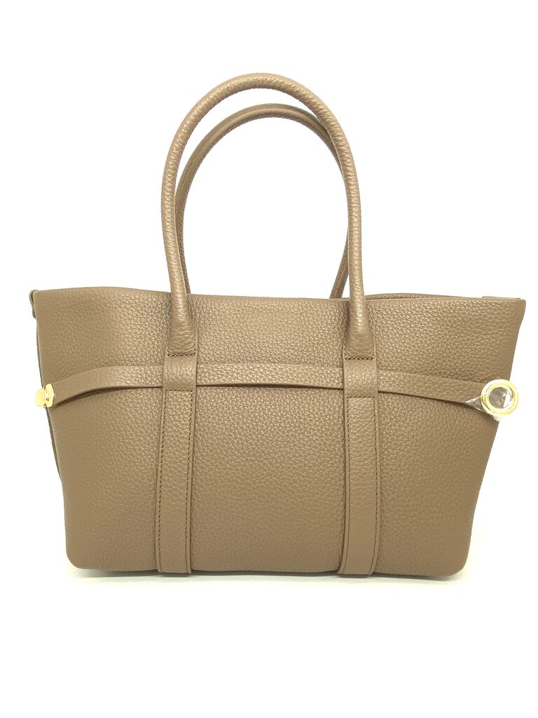 Taupe Textured Tote Bag with Dual Handles