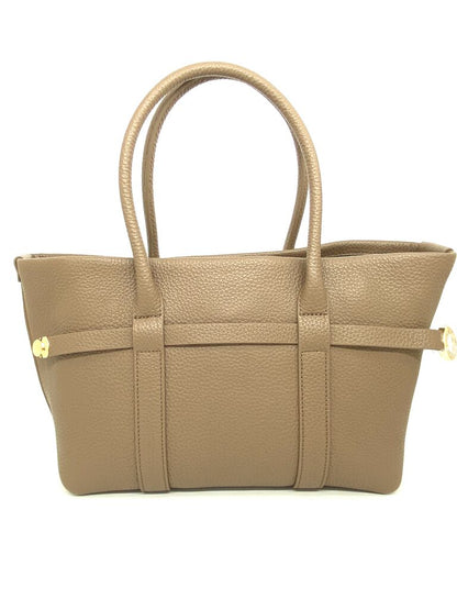 Taupe Textured Tote Bag with Dual Handles