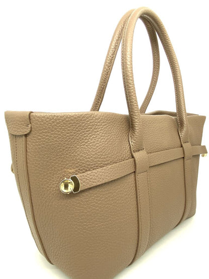 Taupe Textured Tote Bag with Dual Handles