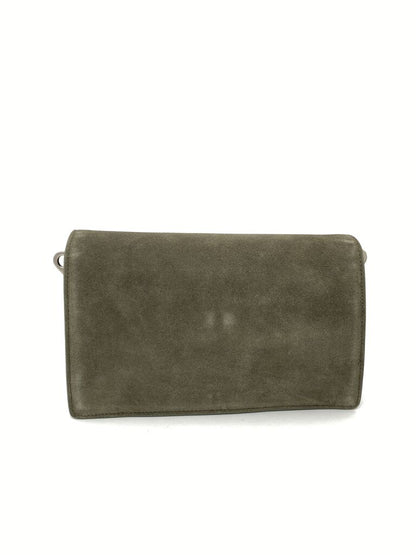 Olive Suede Clutch with Metal Closure
