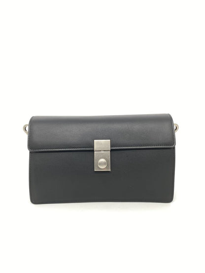 Black Suede Clutch Bag with Metal Closure