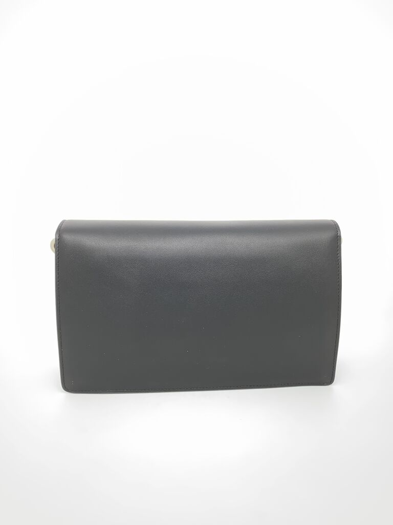 Black Suede Clutch Bag with Metal Closure