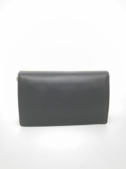 Black Suede Clutch Bag with Metal Closure