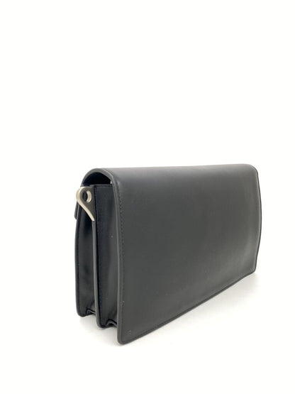 Black Suede Clutch Bag with Metal Closure