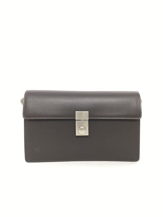 Black Leather Crossbody Bag with Silver Clasp