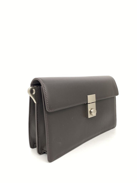 Black Leather Crossbody Bag with Silver Clasp