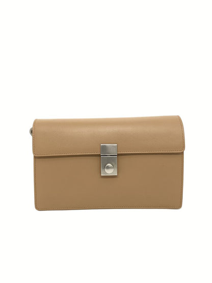 Taupe Suede Clutch with Metal Lock Detail