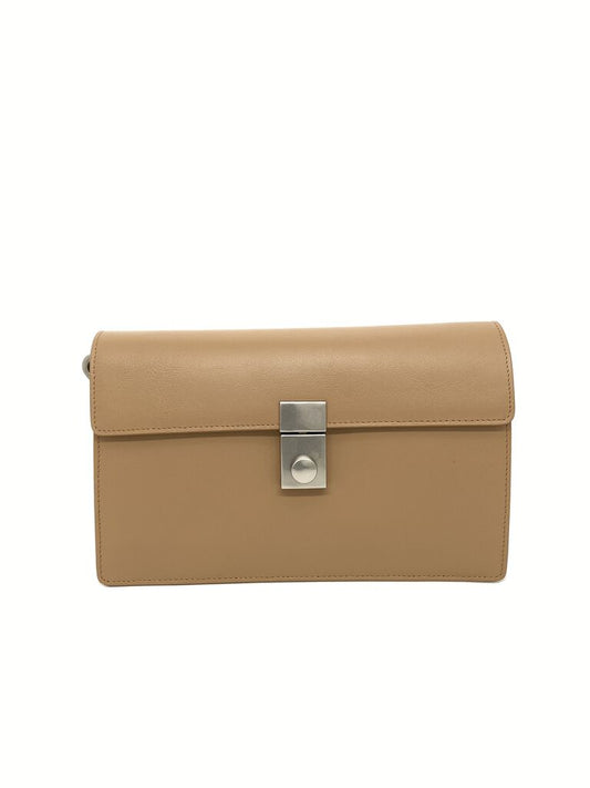 Taupe Suede Clutch with Metal Lock Detail