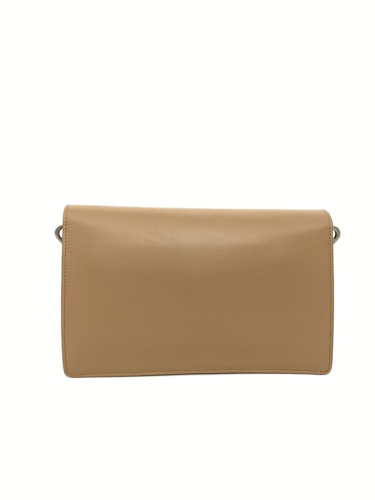 Taupe Suede Clutch with Metal Lock Detail