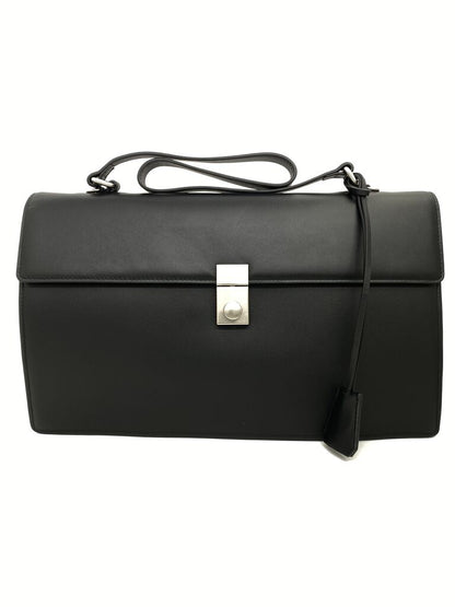 Black Suede Structured Handbag with Metal Closure