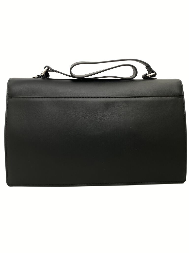 Black Suede Structured Handbag with Metal Closure