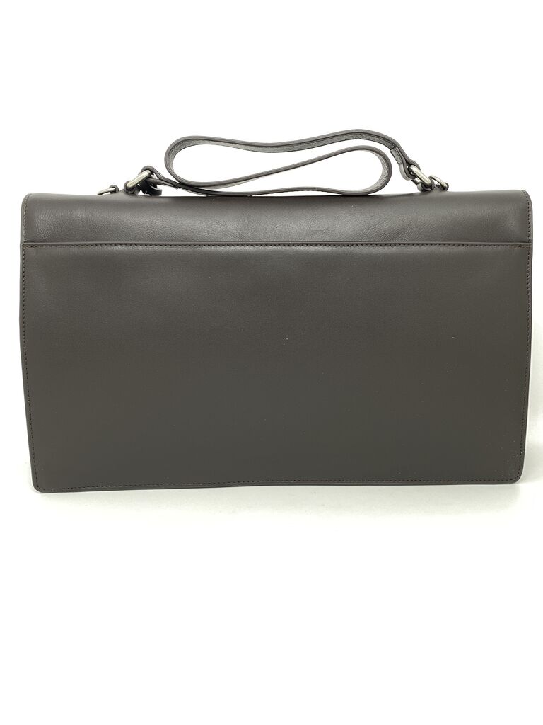Taupe Suede Briefcase with Silver Clasp