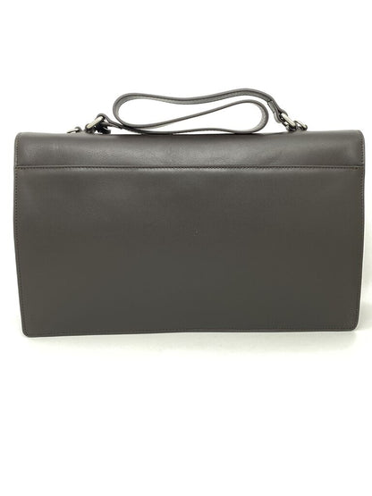 Taupe Suede Briefcase with Silver Clasp