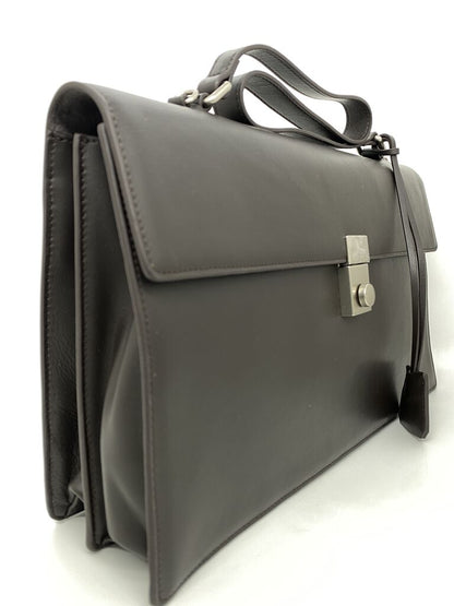 Taupe Suede Briefcase with Silver Clasp