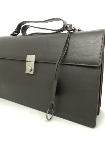 Taupe Suede Briefcase with Silver Clasp
