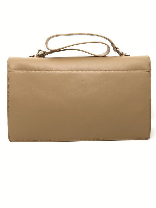 Taupe Suede Structured Bag with Clasp Closure