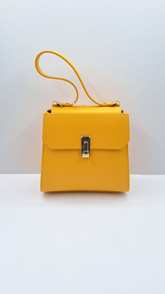 Yellow Structured Handbag with Top Handle