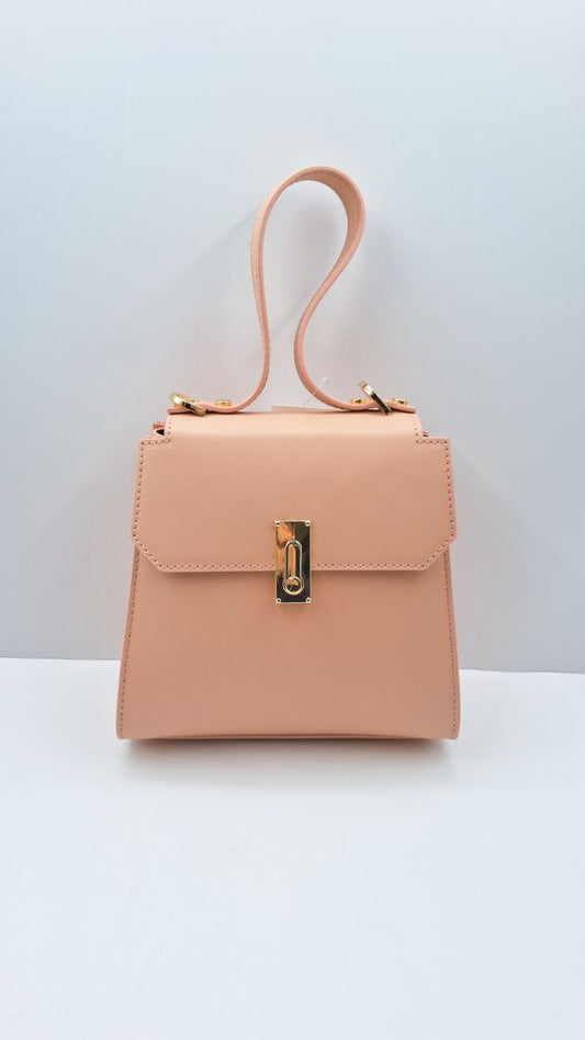 Blush Structured Mini Handbag with Gold Hardware