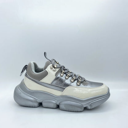 Silver Patent Chunky Sole Sneakers