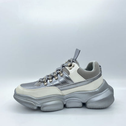 Silver Patent Chunky Sole Sneakers