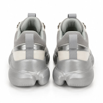 Silver Patent Chunky Sole Sneakers