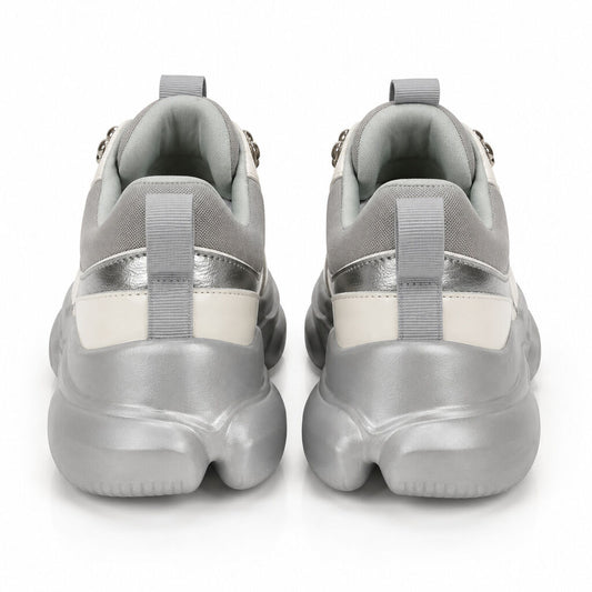 Silver Patent Chunky Sole Sneakers