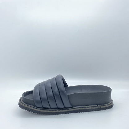 Black Quilted Slide Sandal with Cushioned Strap