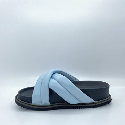 Light Blue Padded Slide Sandals with Crisscross Straps