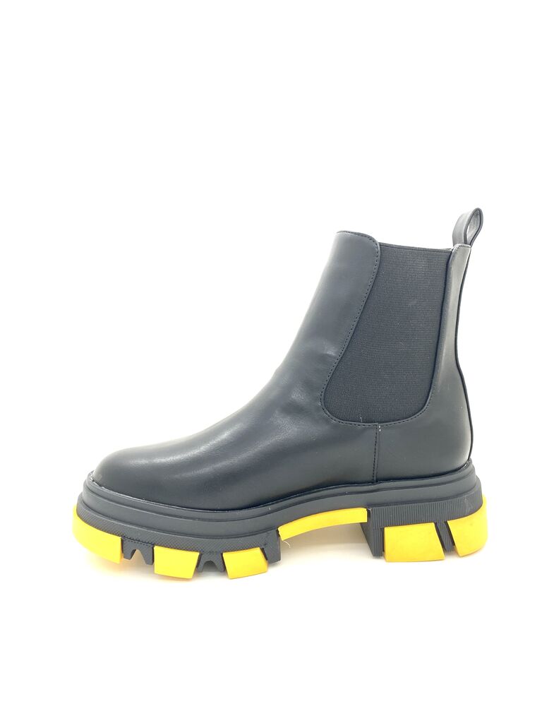 Black Chelsea Boot with Yellow Sole