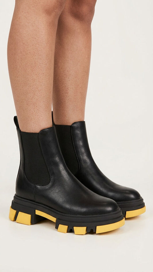 Black Chelsea Boot with Yellow Sole