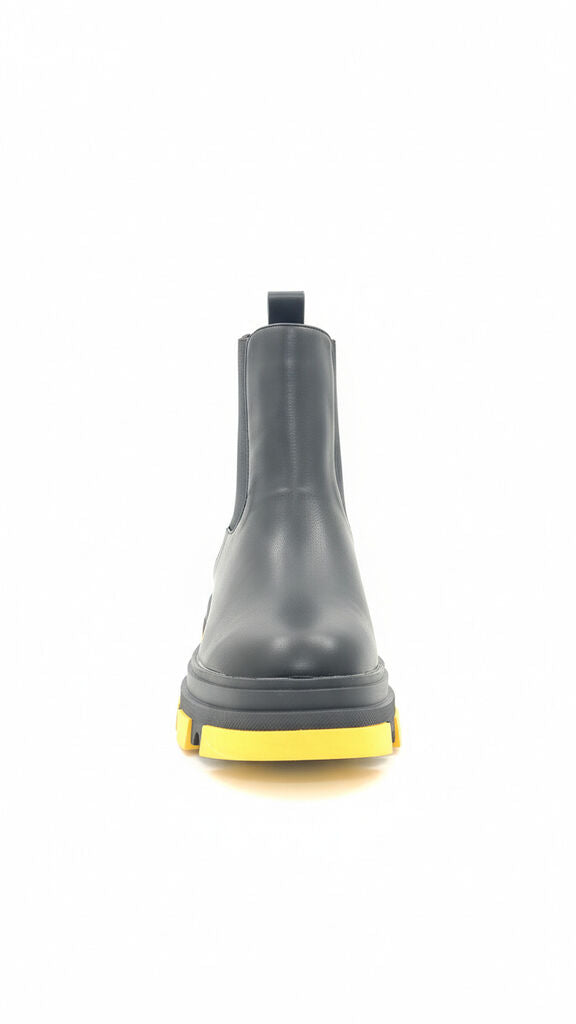 Black Chelsea Boot with Yellow Sole