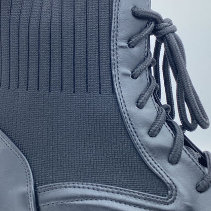 Black Knit Ankle Boots with Chunky Sole