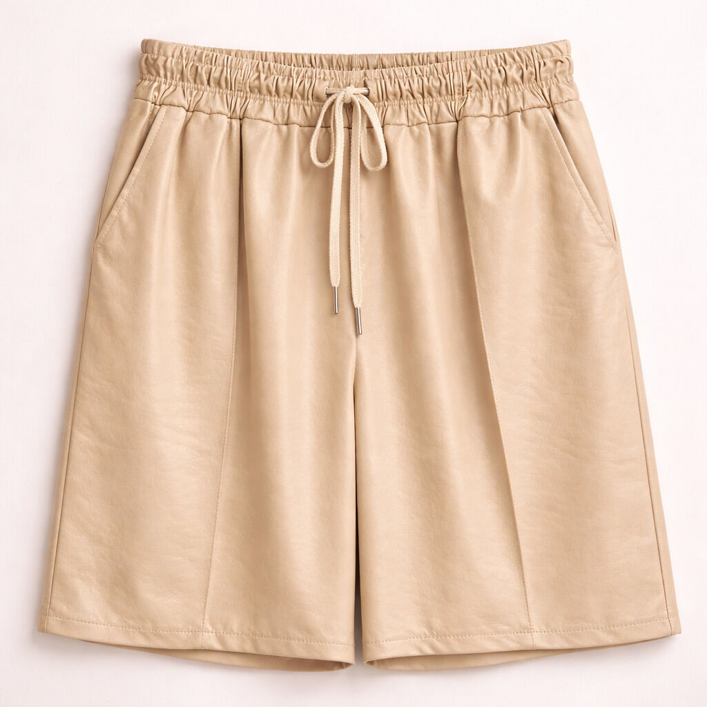 Beige Relaxed-Fit Shorts with Drawstring Waist