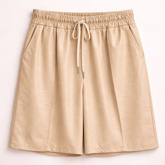 Beige Relaxed-Fit Shorts with Drawstring Waist