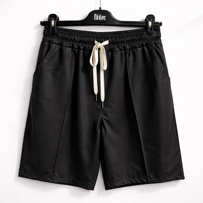 Black Faux Leather Shorts with Drawstring Waist