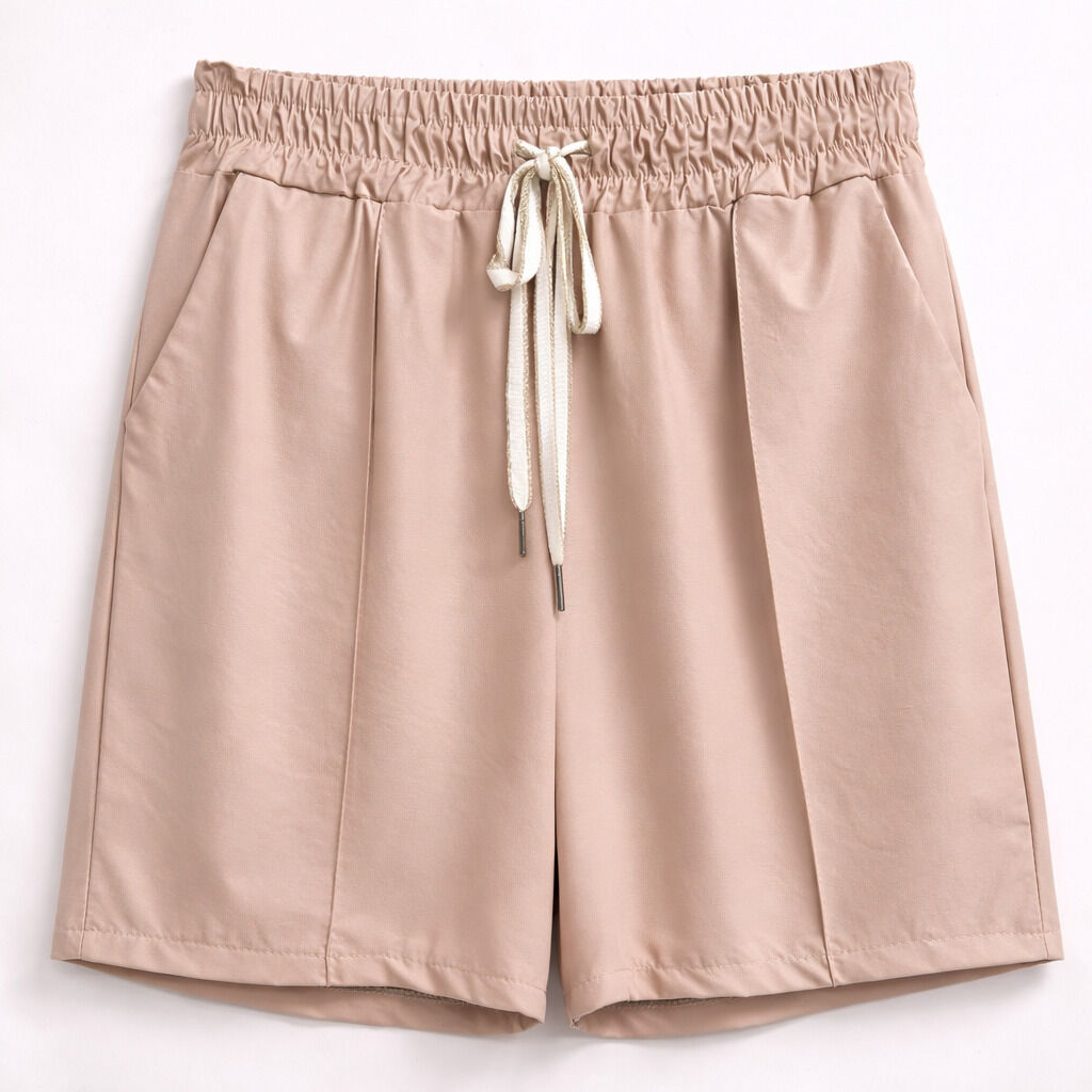 Blush Cotton-Blend Shorts with Elastic Waist