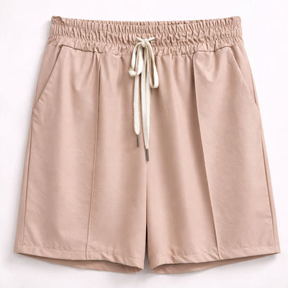 Blush Cotton-Blend Shorts with Elastic Waist
