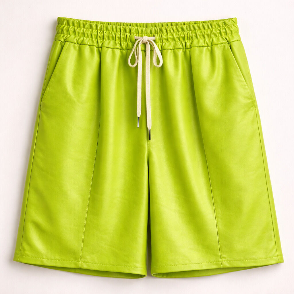 Lime Drawstring Woven Shorts with Elastic Waist